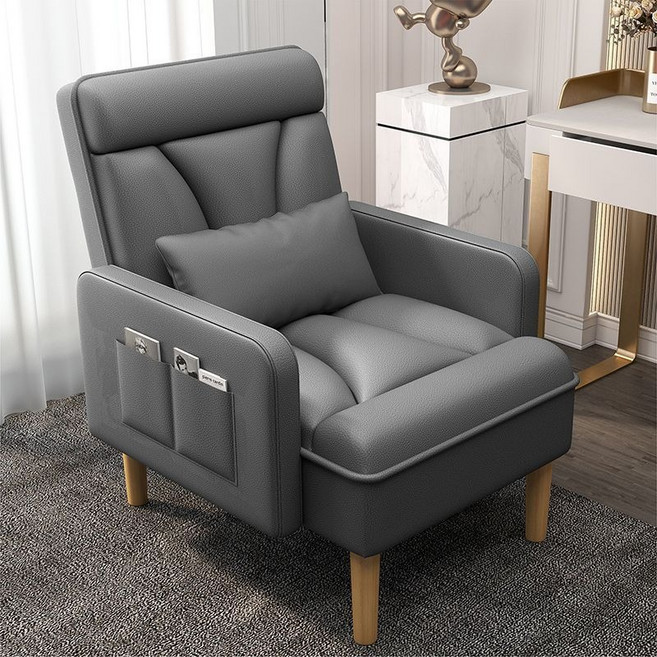 ANYOU 등받이 각도조절 멀티 쇼파 넓고 편안한 1인용 거실 침실 쇼파 의자, 다크그레이-방수 3D 원단