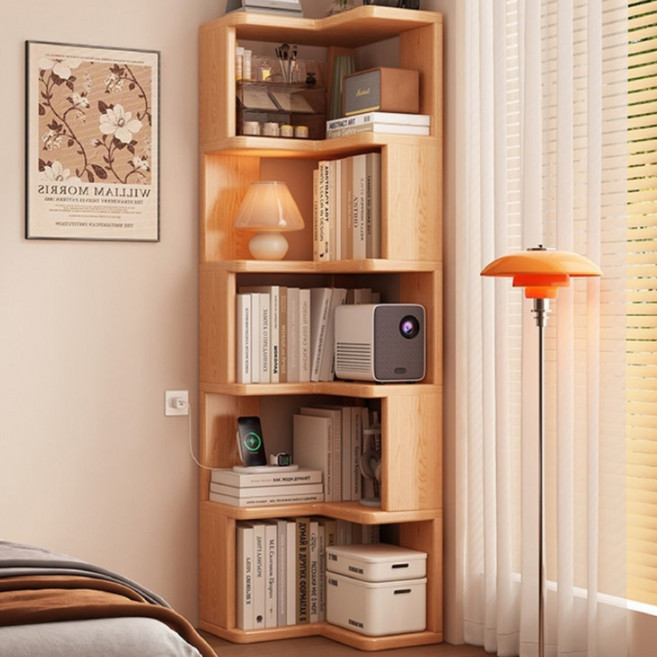 정싱 DIY 책장 모던 다용도 선반 견고한 오픈 수납장 책선반, 5단, 원목색