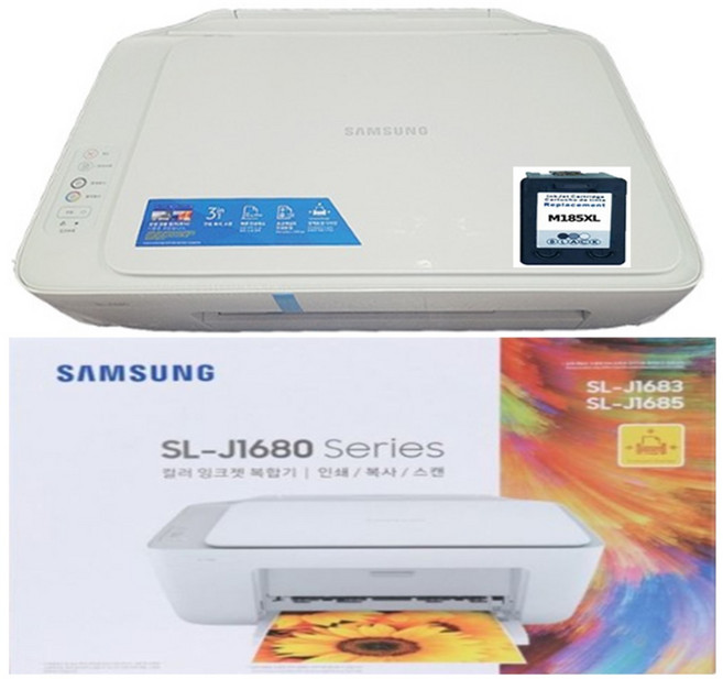 삼성잉크젯프린터 SL-J1680 SERIES SL-J1685 검정특대용량호환잉크포함 복사/스캔기능
