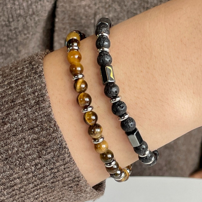 루보르 프리미엄 빅사이즈 남성 천연석 원석 재물운 팔찌