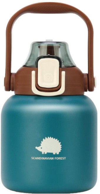 스칸디나비안포레스트 고슴도치 빅핸들 텀블러 800ml, 1개, 피콕그린