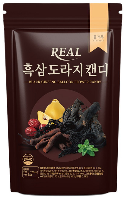 올가득 리얼 흑삼 도라지 사탕 캔디 200g, 3개