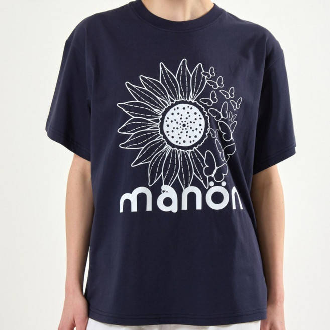 MANON 마농 해바라기 나비 반팔 티셔츠