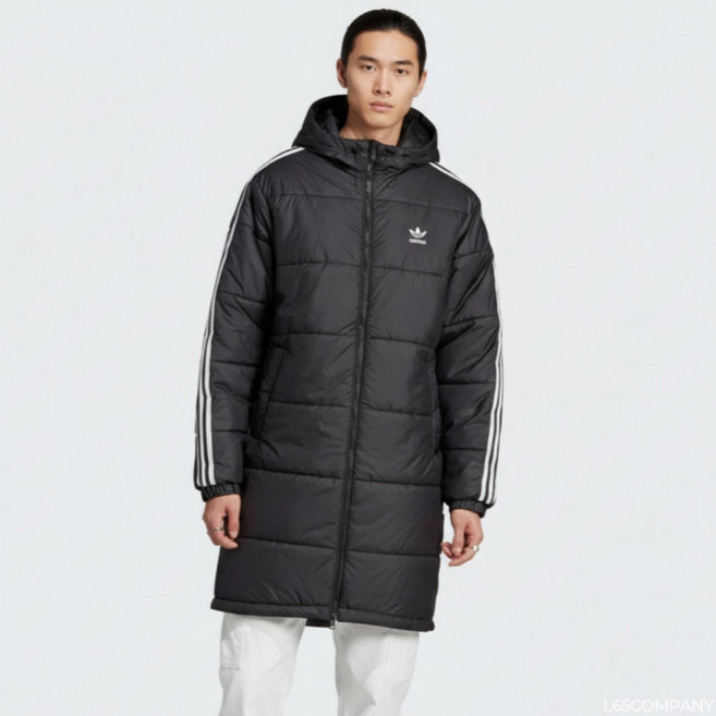 아디다스 롱패딩 남성 여성 공용 후드 패딩 점퍼 블랙 삼선 오리지널로고 남여공용 패딩자켓