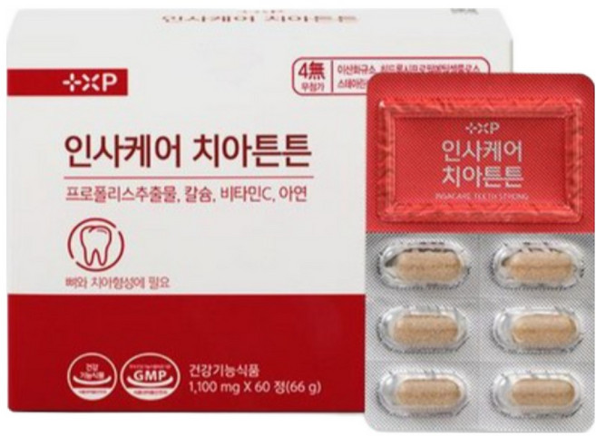 이가탄탄 정품 인사케어 원한다면 치아 건강 프로폴리스 칼슘 영양제, 2개, 30정
