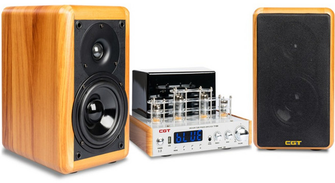 진공관 앰프 T-100 스피커세트 아날로그 감성 가정 업소용 블루투스 하이파이 오디오 시스템 CGT SM, 앰프+스피커 1조(2개)