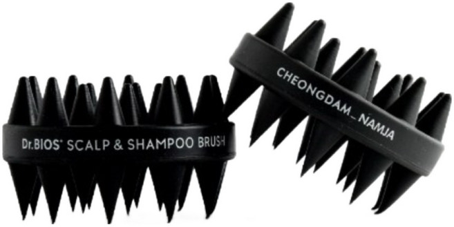 청담남자 프리미엄 양면 샴푸 브러쉬 두피 마사지, 더 블랙, 1개
