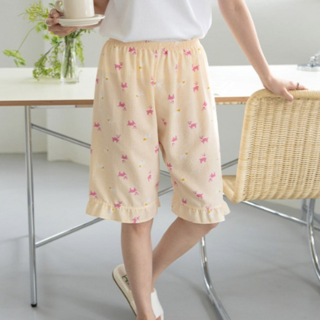 국내생산 시원한 여름 여성 요루엠보 수면잠옷 5부바지