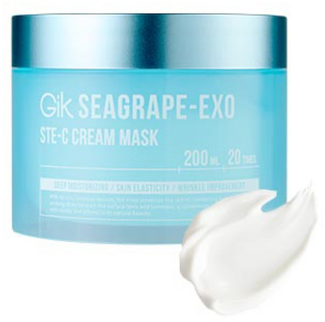 GIK 시그레이프 엑소 스템씨 광채 톤업 탄력 워시오프 크림 마스크 팩, 2개, 200ml