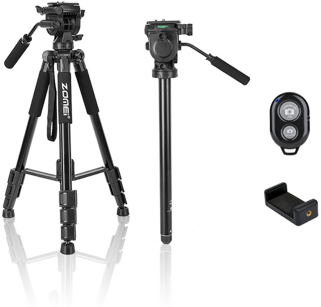 21c 유압식 비디오 삼각대 부드러운 회전 영상촬영 망원경 분리 유투버 모노포드, 비디오삼각대 유압식헤드 모노포드 영상촬영 망원경, 1개