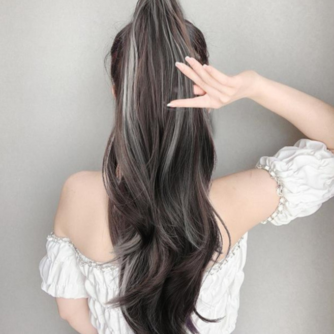 하이유니 브릿지 네츄럴 웨이브펌 포니테일 가발 50cm, 네츄럴블랙, 1개