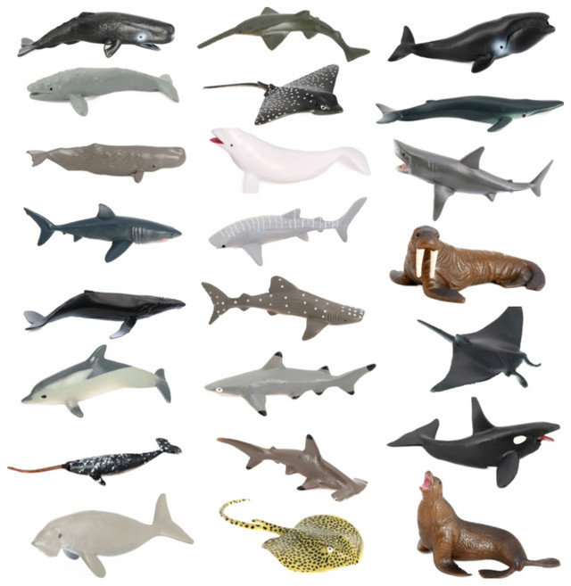 제트피규어 미니 해양 동물 23종 세트 고래 상어 장난감 모형 피규어, 1개