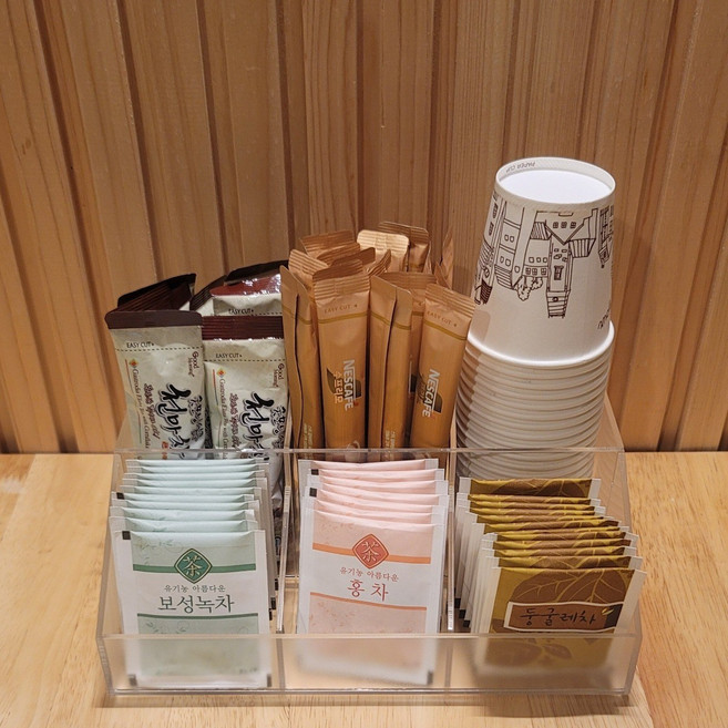 탕비실정리함 비상약정리 화장품정리박스 문구정리 커피정리함 티박스 캡슐종이컵정리, 1개, 반투명