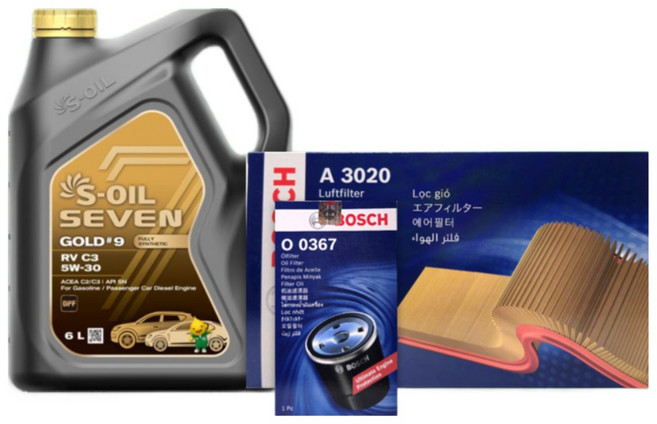 디 올 뉴 그랜저 (GN7) 2.5 가솔린 엔진오일세트 세븐골드 9 RV C3 5W30, 세븐골드9 RV C3 엔진오일세트, 기본세트▶엔진오일세트만 구매하기
