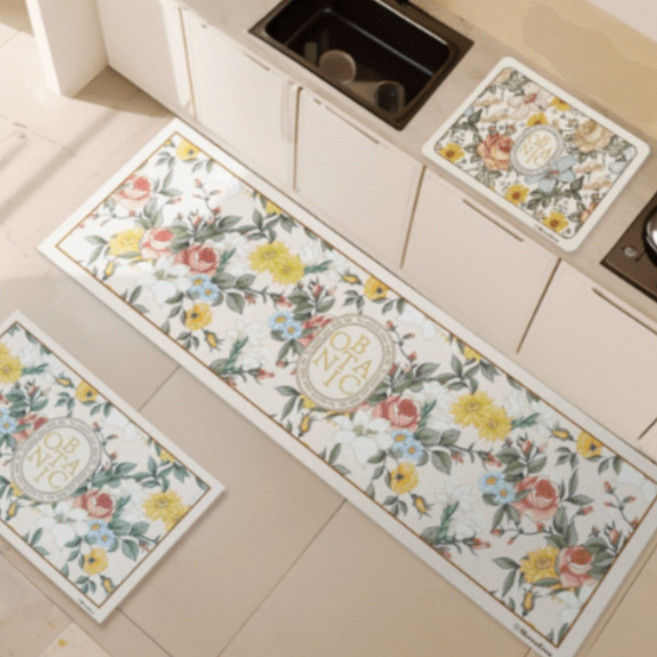 Mereu-Ereu 주방 키친 PVC 발매트, 아이보리