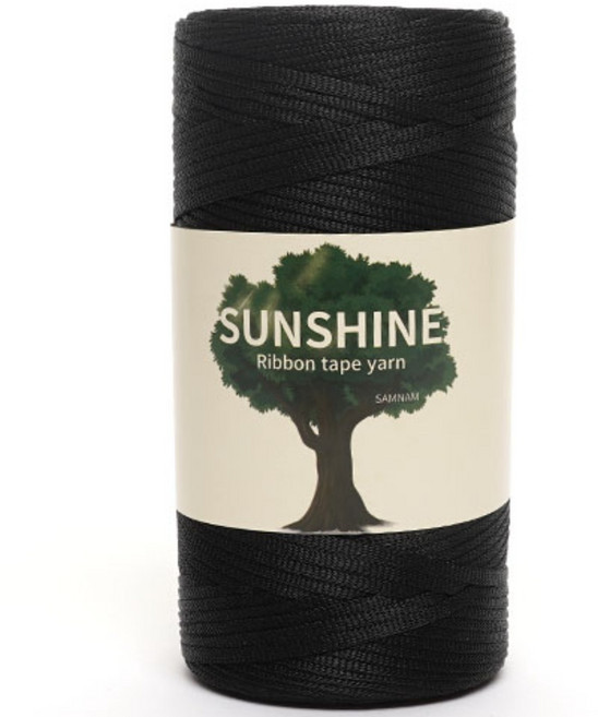 삼남뜨개실 썬샤인 250g 5사면한개더 PP사 테이프얀 가방실 모자실 가벼운실, 30 블랙, 1개