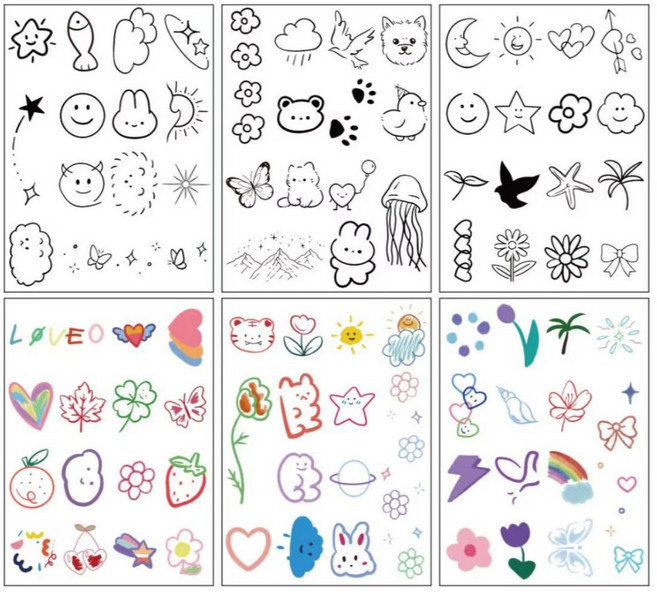 포플러컴퍼니 반영구 타투스티커, 1세트, 6종