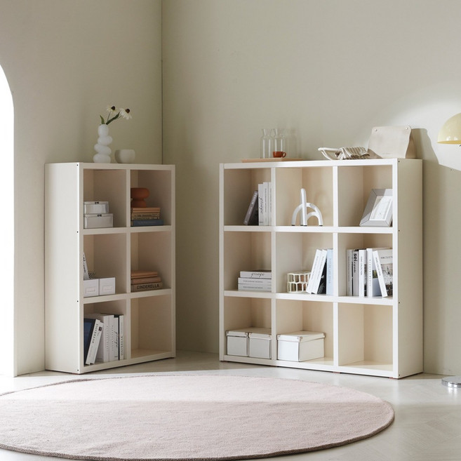 두리앳가구 낮은 책장 3단 교구장 학생책장 800 1200, 크림화이트