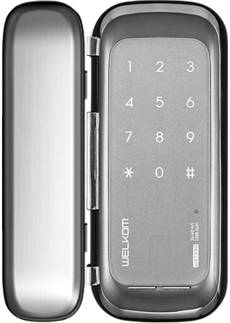 솔리티 웰콤 WGT130 번호키전용 강화유리문용 좌우수문인식(키패드자동전환) 상시문열림기능 차임벨기능 생활방수 상가 빌라 업소 현관문 디지털도어락 도어록, 웰콤 WGT130 양문형(번호전용), 고객직접설치