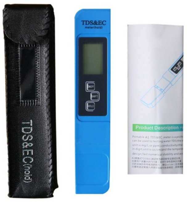 驗水筆 水質檢測筆 水質檢測 TDS EC筆 飲用水檢測 電導度 水耕栽培 水溫計, 藍色-皮套裝, 1個