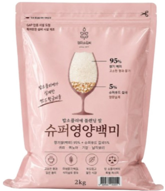 [슈퍼 영양백미] - 26년산 햅쌀/ 향기쌀95%슈퍼푸드5% /프리미엄 블렌딩쌀/GAP 인증시설/상등급/정미소김씨, 2kg, 1개, 상등급