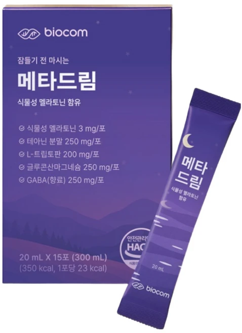바이오컴 메타드림 식물성 멜라토닌 함유 3mg 수면음료 숙면영양제 액상차, 30개, 20ml - 쿠팡