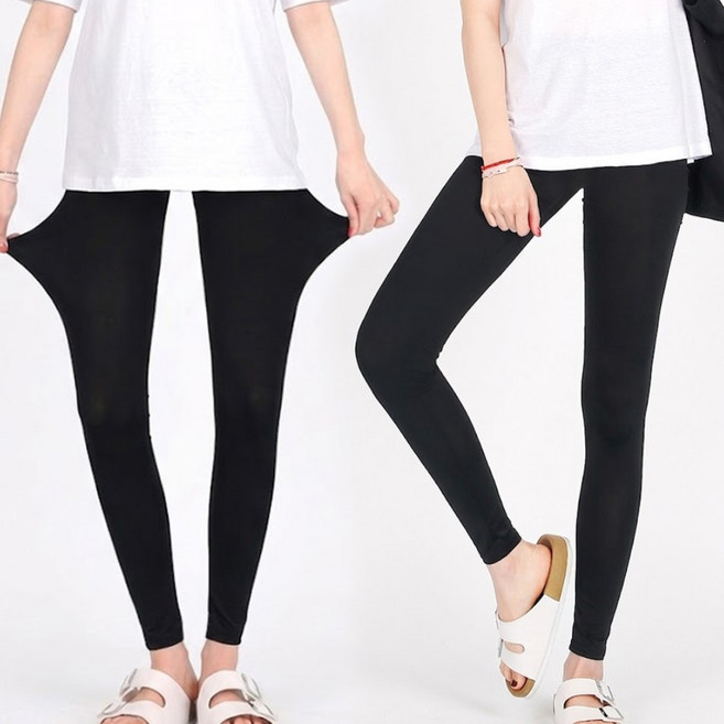 1+1 시원한 아이스 쿨링 원단 비침없는 10부 레깅스 빅사이즈 F~7XL 고무줄 쫄바지 접촉냉감 흡한속건 빠른건조 여성용