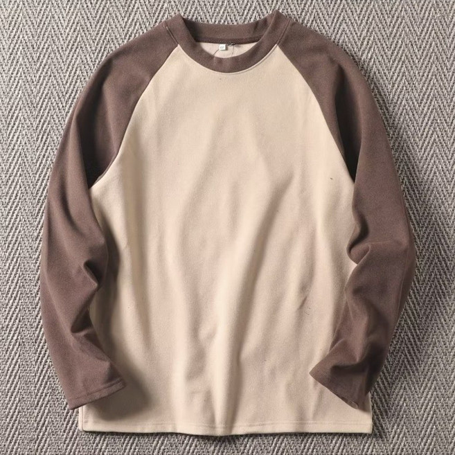 6color 가을 겨울 남성 오버핏 빅사이즈 기모 안감 긴팔 티셔츠 데일리 베이직 라운드넥 캐주얼 보온 부드러운 터치 컬러 조합 티셔츠