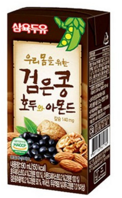 삼육두유 저당 검은콩 호두와아몬드 두유, 190ml, 24개