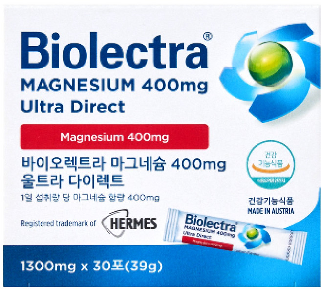 바이오렉트라 헤어메스 마그네슘 400 울트라 다이렉트 x 30포, 30회분, 30개