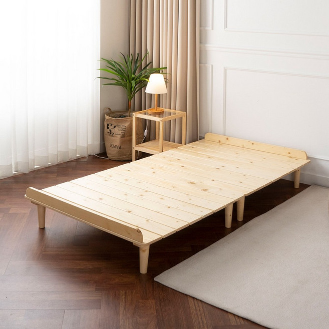 [에보니아] 파인 평상형 원목 침대 수퍼싱글/퀸, 1_내추럴 매트제외