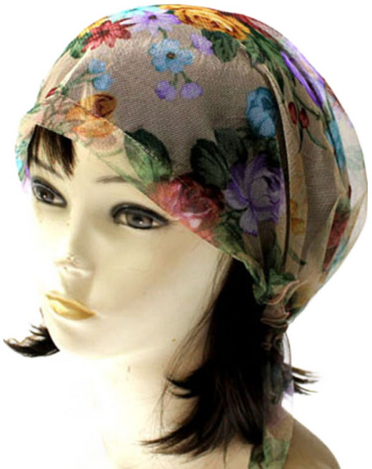 솔미네 플라워 망사두건 체크 호피 헤어두건 주방 중년 여성 헤어밴드 반다나