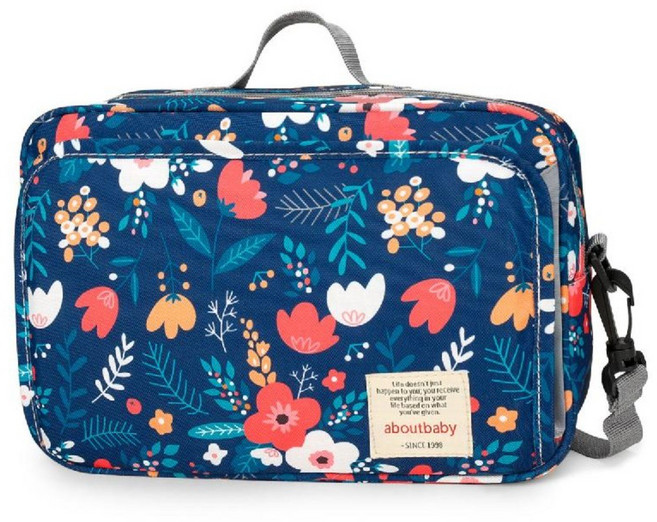 플랜와우 유모차 걸이 가방 보냉 기저귀 수납, 플라워블루, 1개