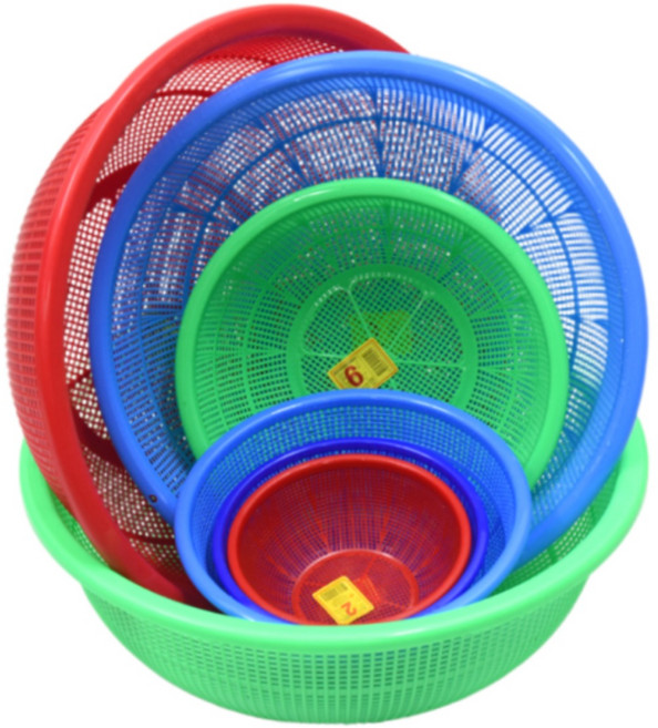 유진 원형소쿠리 1호~14호 플라스틱 과일 야채 김장 채반 바구니, 1호, 적색