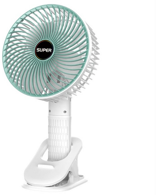 쿠미프 초경량 6인치 집게형 소형 선풍기 탁상용 무선 휴대용, 화이트 그린, CLF-AIR-01