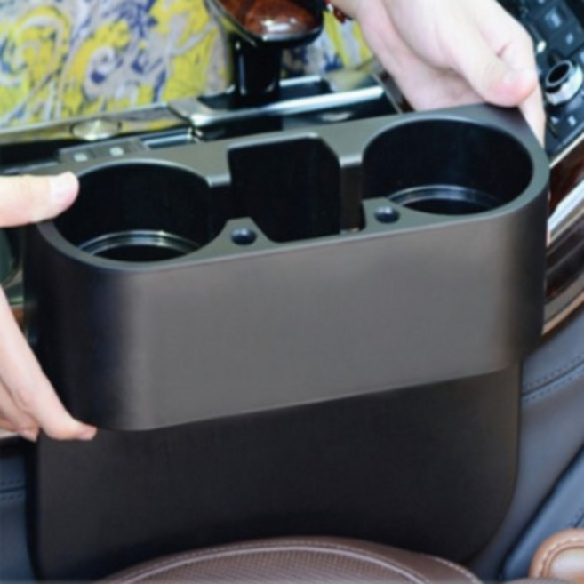 러빈홈 차량 틈새 컵홀더 수납함 핸드폰 거치 차량용 틈새 정리함, 블랙, 1개