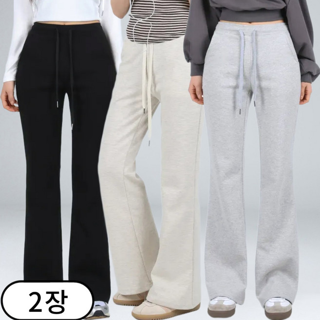 [1+1] 여성 하이웨스트 스판 밴딩 세미 부츠컷 트레이닝 팬츠 (7154-2)