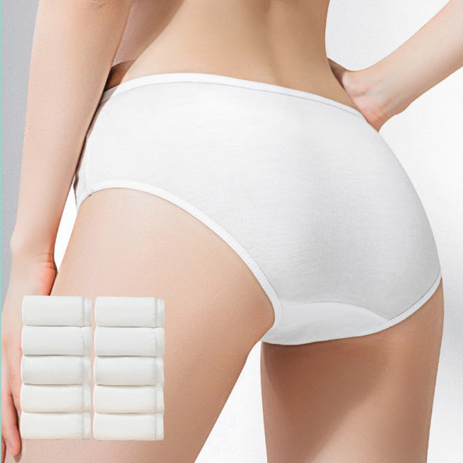 여성 일회용 팬티 빅사이즈 순면 개별포장 하이웨이스트 위생속옷 10p