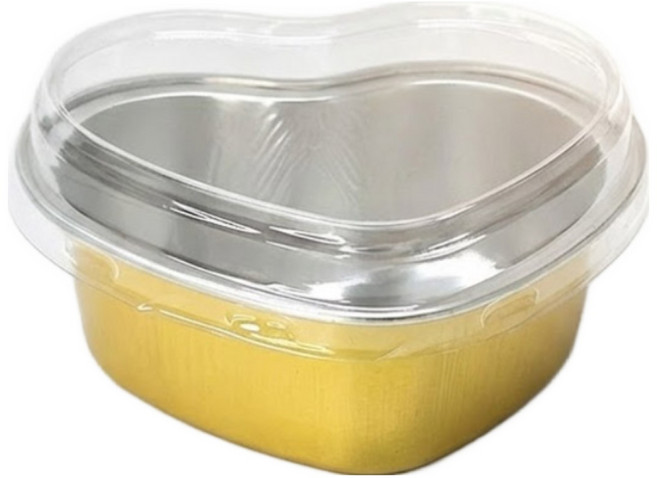 하트 두바이쫀득쿠키 용기 AK100H 뚜껑포함 화이트데이 크렘브륄레용기 화과자 양갱 케이스, 100개, 골드