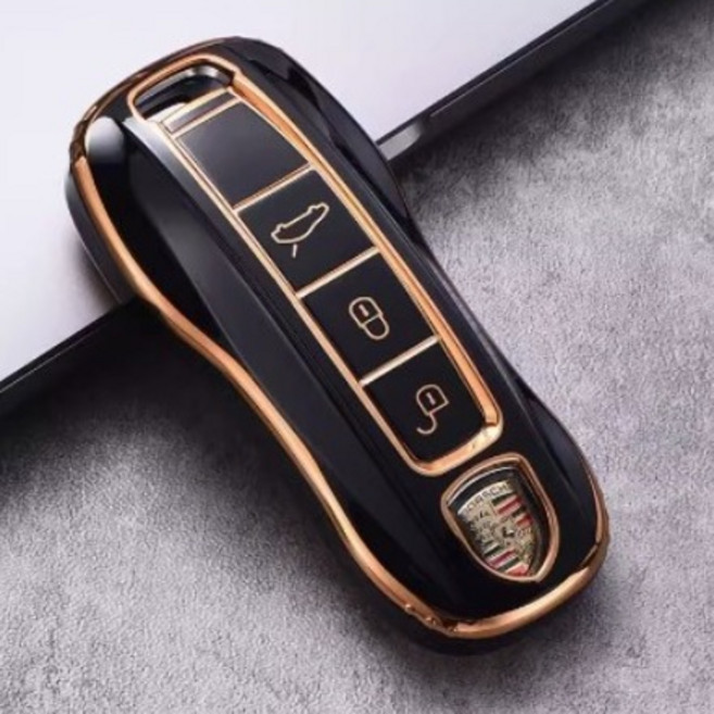 TG 포르쉐 호환용 키케이스 파나메라 카이엔 911 3버튼 스마트 키케이스 키커버, 블랙