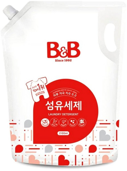 비앤비 비자극 유아 섬유 세제 시그니처 알러젠프리향 리필형 2.1L, 1개