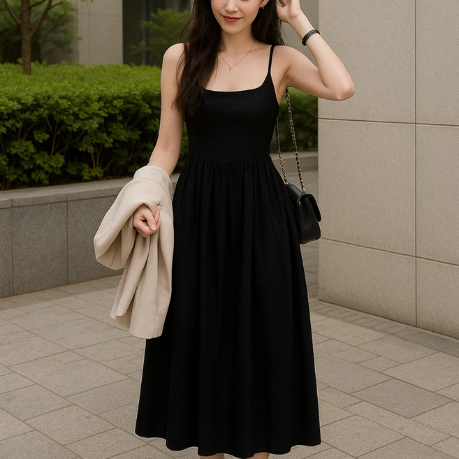 한아로지스 시원한 바캉스룩 나시 원피스