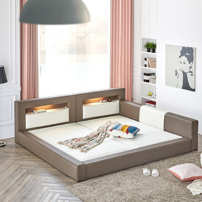 엘도라도 LED 패밀리침대 기본형 [매트리스+깔판포함], 카푸치노+아이보리