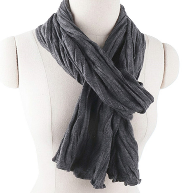 [블랑피아] 가을 스카프 면 무지 주름 머플러 커플 목도리 봄 겨울 국내제작