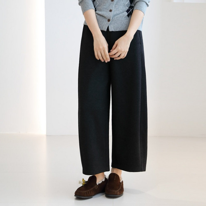 여자 봄가을모직 9부 바지 바지 슬랙스 바지 데일리룩 스판 허리 밴딩 캐주얼 세미 출근룩 바지 일자 통바지 스타일