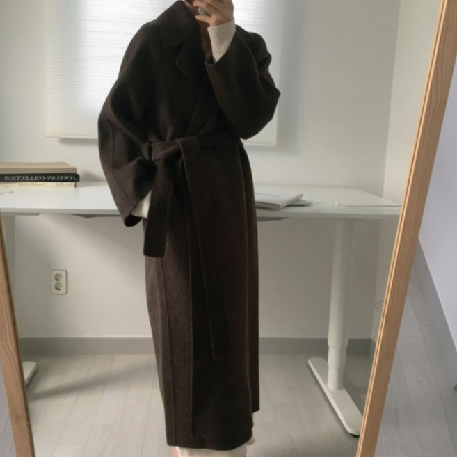 ZAJA 여성 가을/겨울 미디엄 핏 오버핏 편안한 트렌치 코트