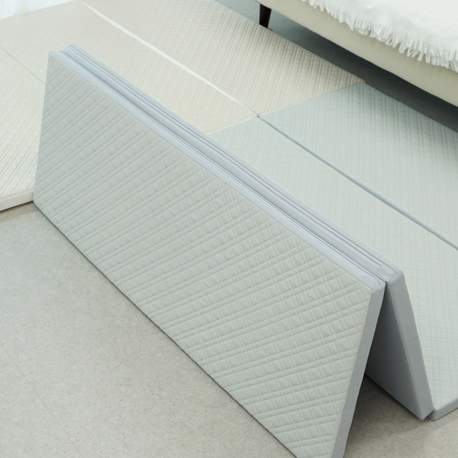 제로벨 엠보싱 4단 폴더매트 유아 어린이 층간소음 방지 매트, 폴더_크림베이지