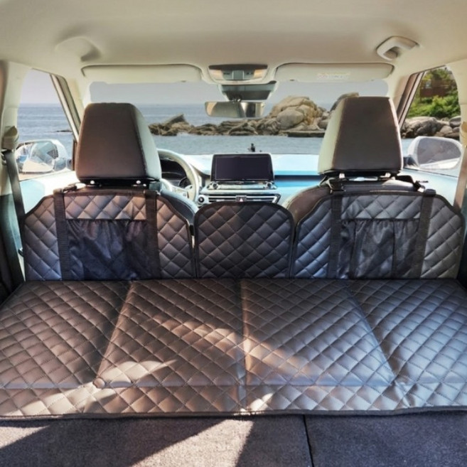 차량용 뒷좌석 확장 접이식 평탄화 차박매트 보드 낚시 캠핑, 블랙, 전차종, 더블