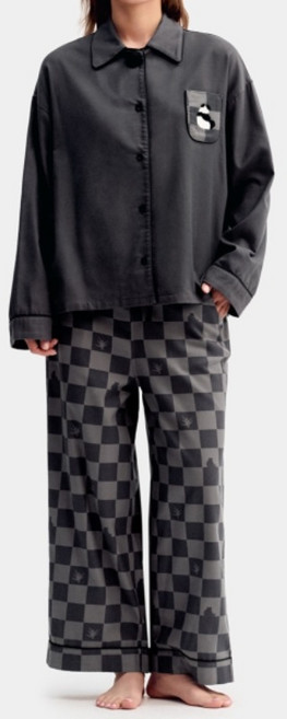 [tbh] PANDA POMPOM 순면 100% 피치기모 홈웨어 세트 사계절 커플 파자마 잠옷 세트