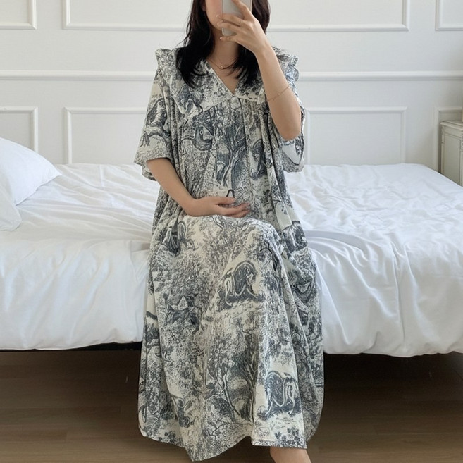 미야미 44 120 빅사이즈 만삭가능 임산부 롱원피스 임부복 추천 출산 선물 임신 임부